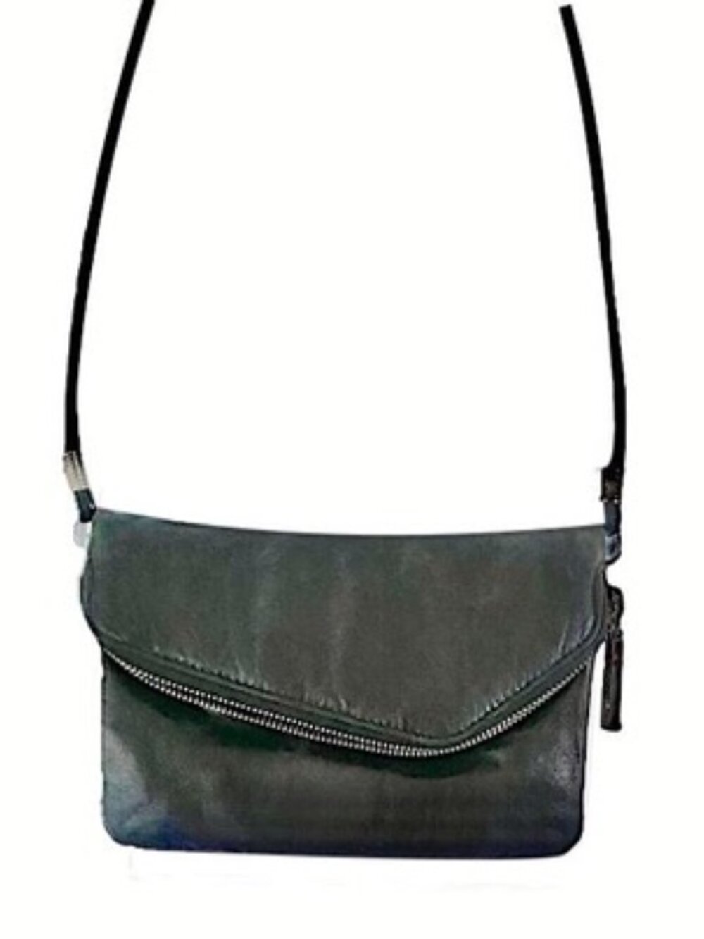 Hobo Daria Small Leather Bag Foldover Cross Body Clutch in Black